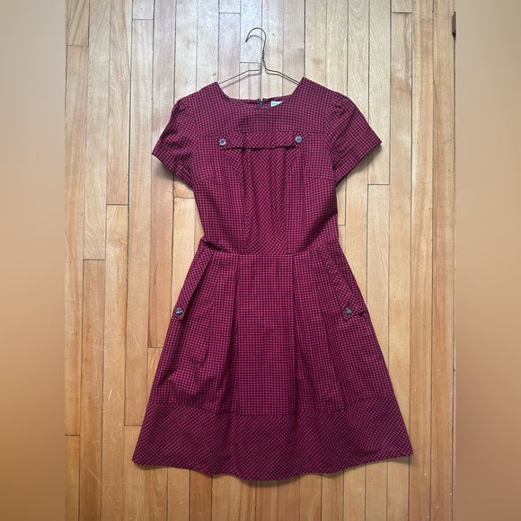 Birds Of North America Dresses & Skirts - Birds of North America Accentor Red Check Pattern Dress sz4 Made in Canada